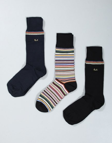 Paul Smith 3 Pack Gold Signature Socks 1A Mixed Plate