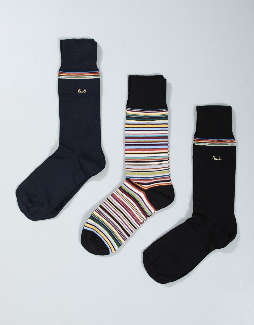 Paul Smith 3 Pack Gold Signature Socks 1A Mixed Plate