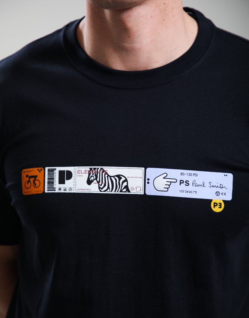 Paul Smith Tickets Print T-Shirt Very Dark Navy