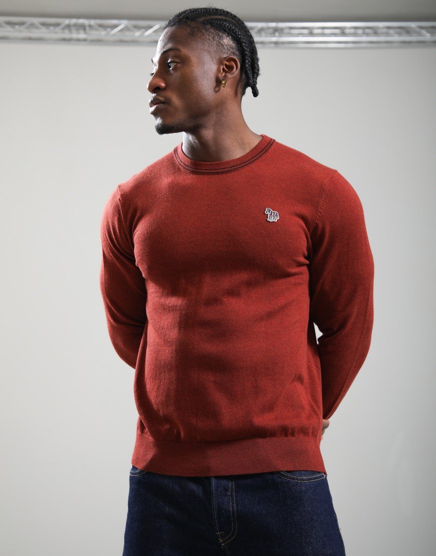 Paul Smith Zebra Logo Crew Neck Knit Brick Red