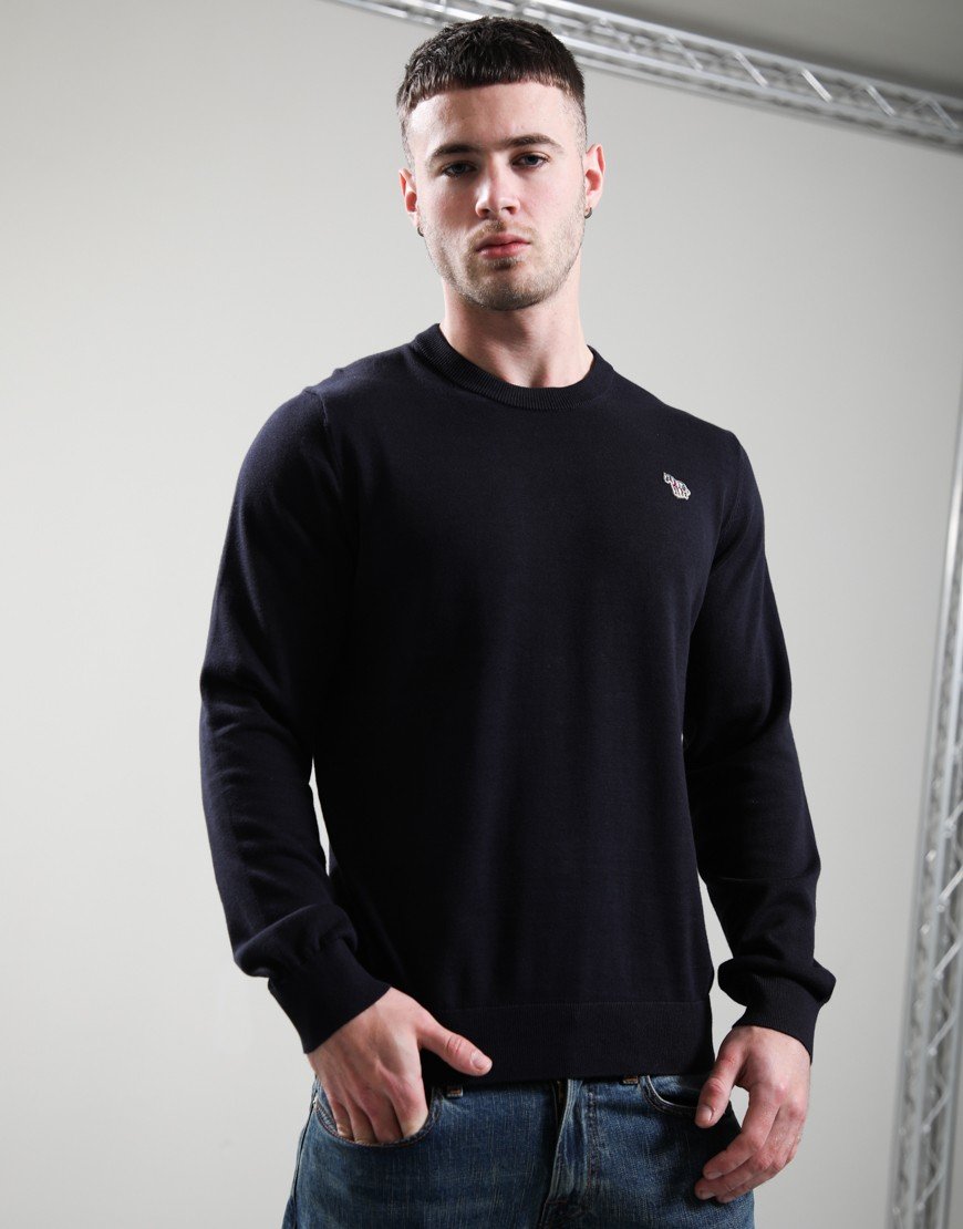 Paul Smith Sweater Zebra Badge Crew Neck Knit Very Dark Navy