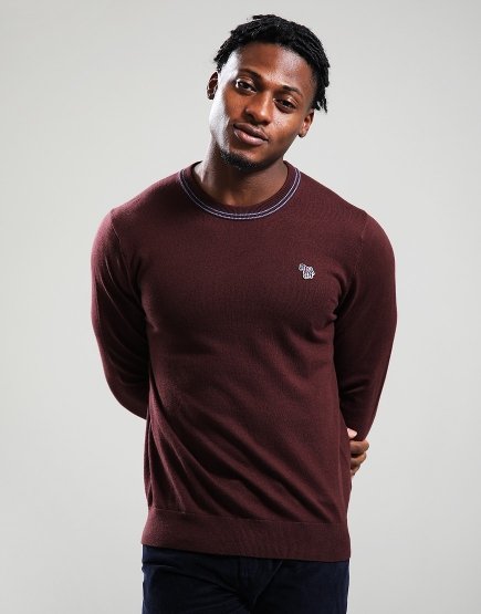 Paul Smith Zebra Badge Crew Knit 29 Very Dark Red
