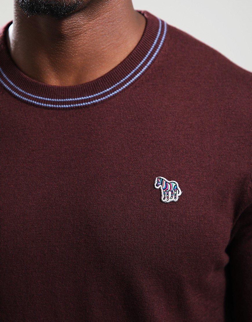 Paul Smith Zebra Badge Crew Knit 29 Very Dark Red