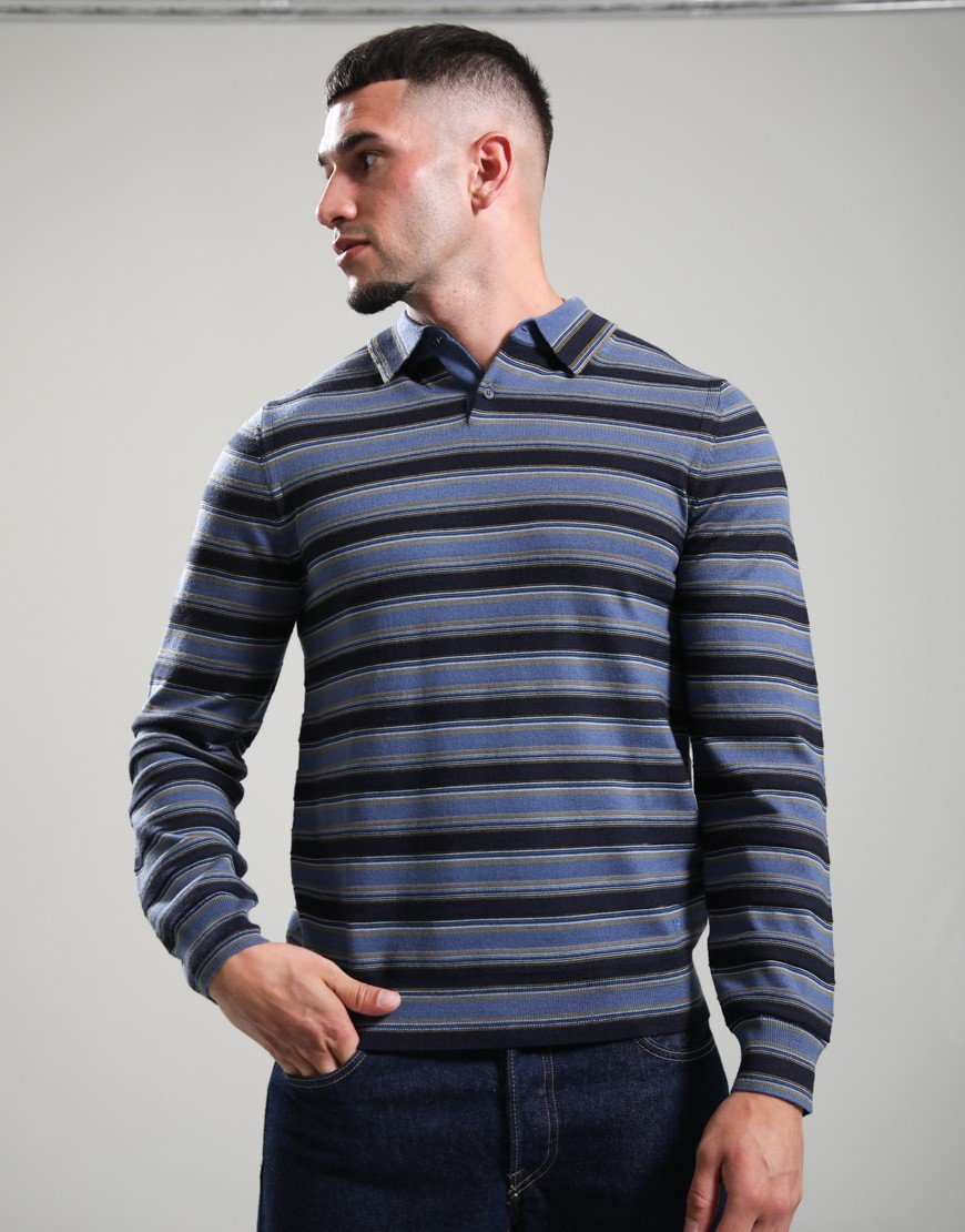 Paul Smith Long Sleeve Polo Knit 49 Very Dark Navy