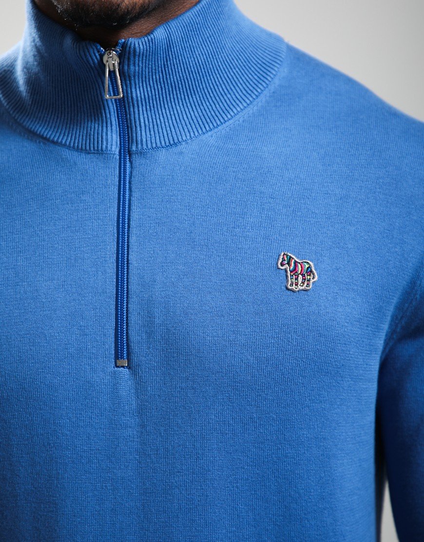 Paul Smith Zip Neck Zebra Badge Sweater Cobalt Blue