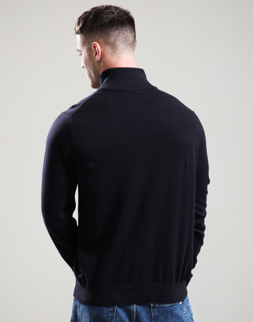 Paul Smith Organic Cotton Half Zip Zebra Logo Sweat Very Dark Navy