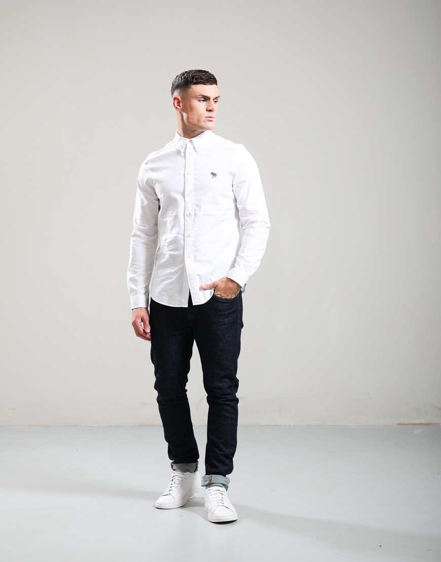Paul Smith Tailored Fit Stitch Cuff Long Sleeve Shirt White