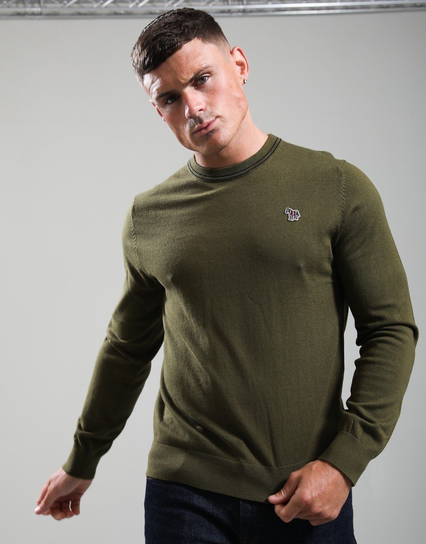 Paul Smith Zebra Logo Crew Neck Knit Military Green