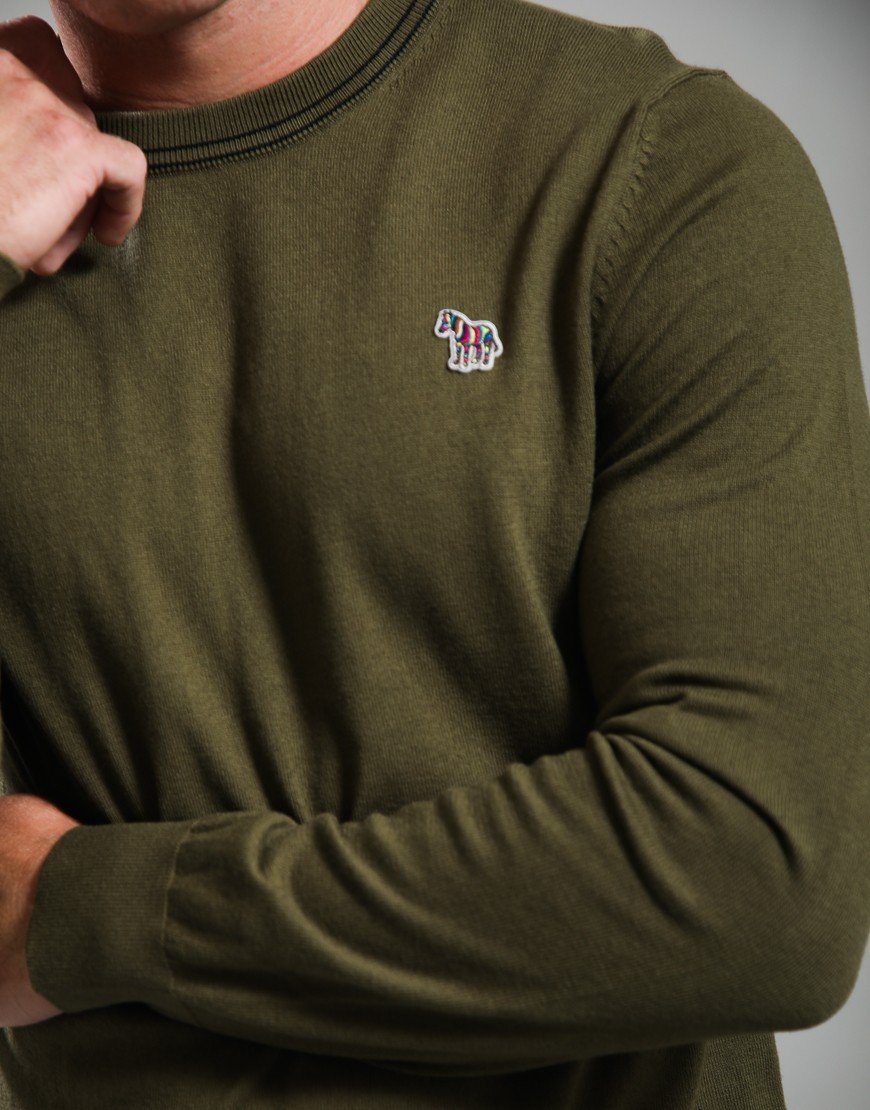 Paul Smith Zebra Logo Crew Neck Knit Military Green