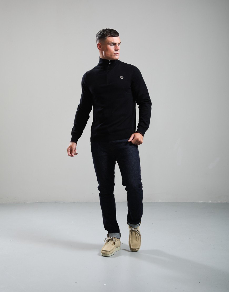 Paul Smith Zebra Logo Quarter Zip Neck Knit Black