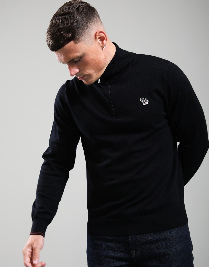 Paul Smith Zebra Logo Quarter Zip Neck Knit Black