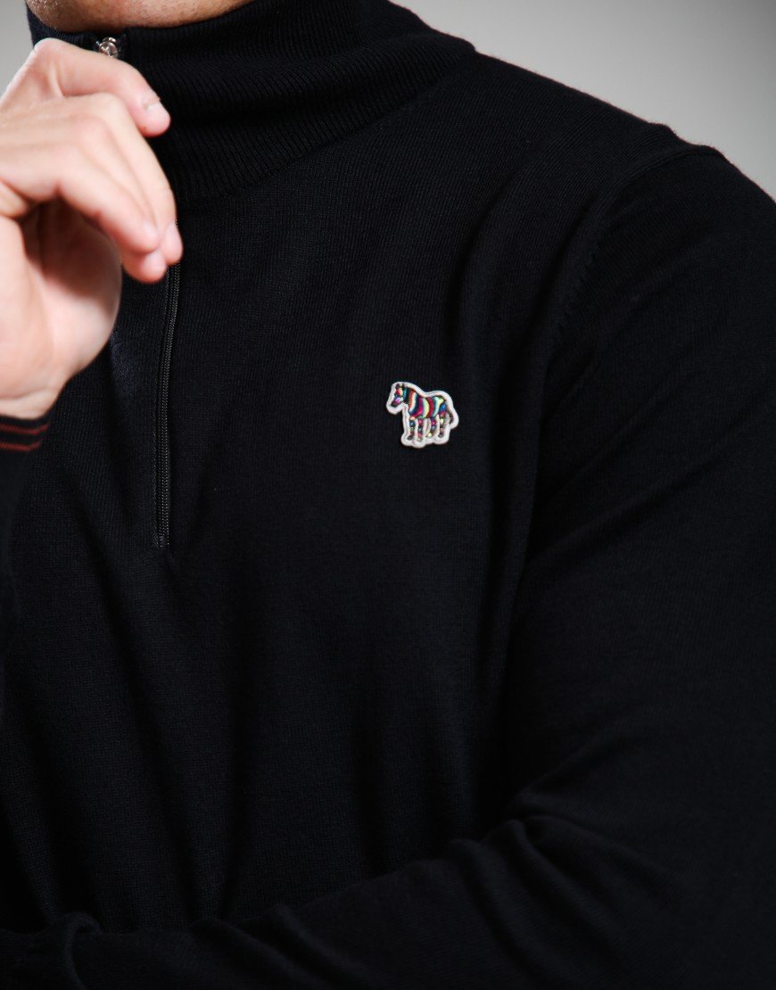Paul Smith Zebra Logo Quarter Zip Neck Knit Black