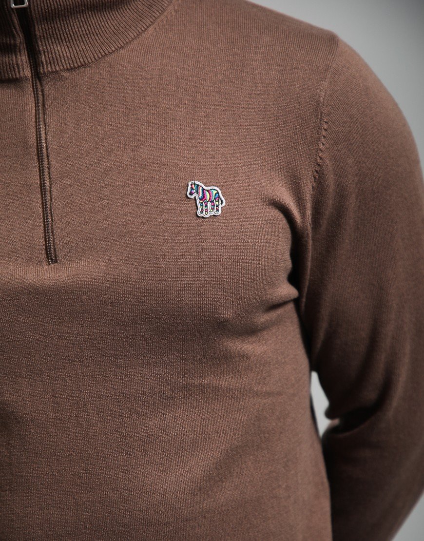 Paul Smith Zebra Logo Quarter Zip Neck Knit Mud