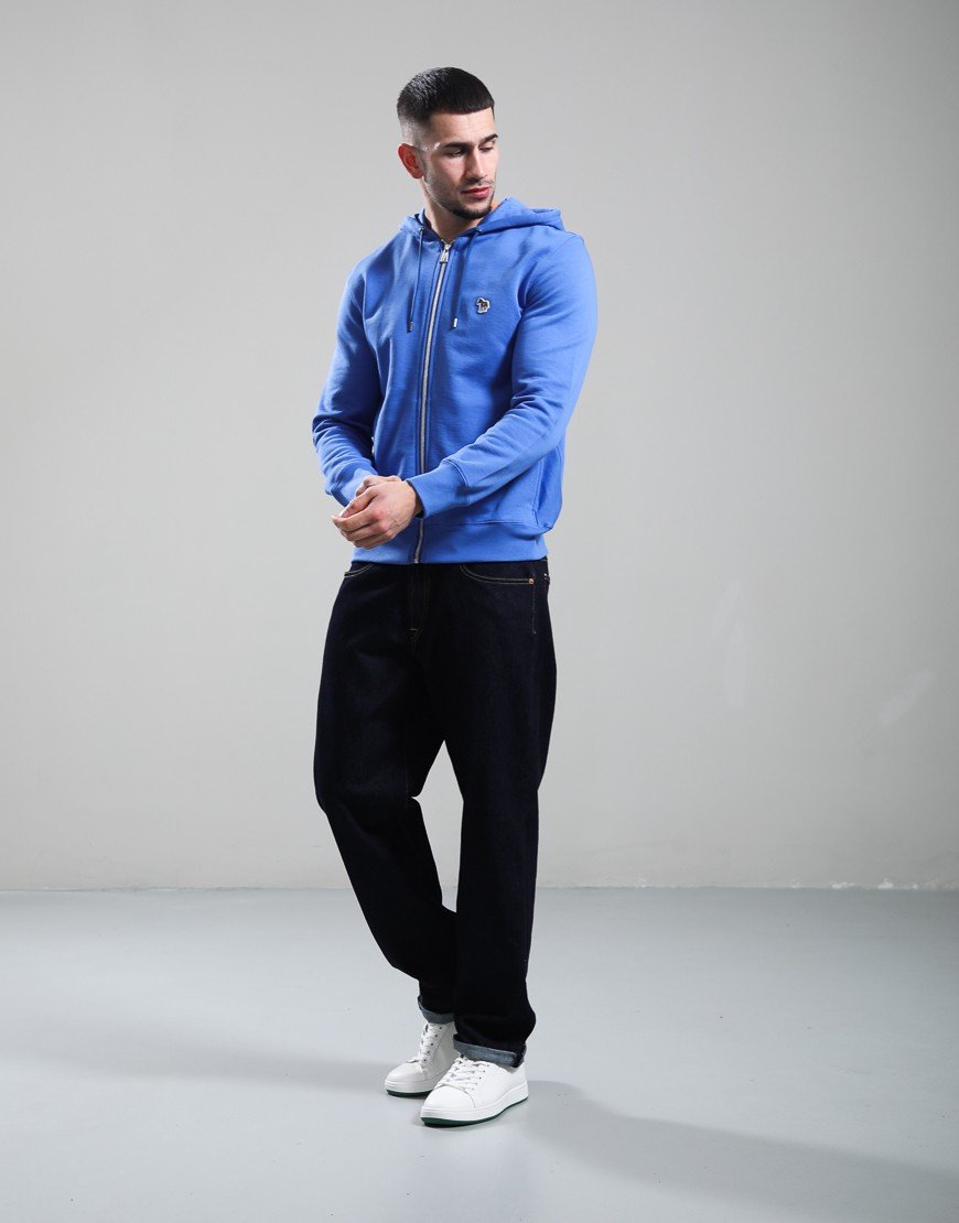 Paul Smith Zip Front Zebra Logo Hoodie Blue