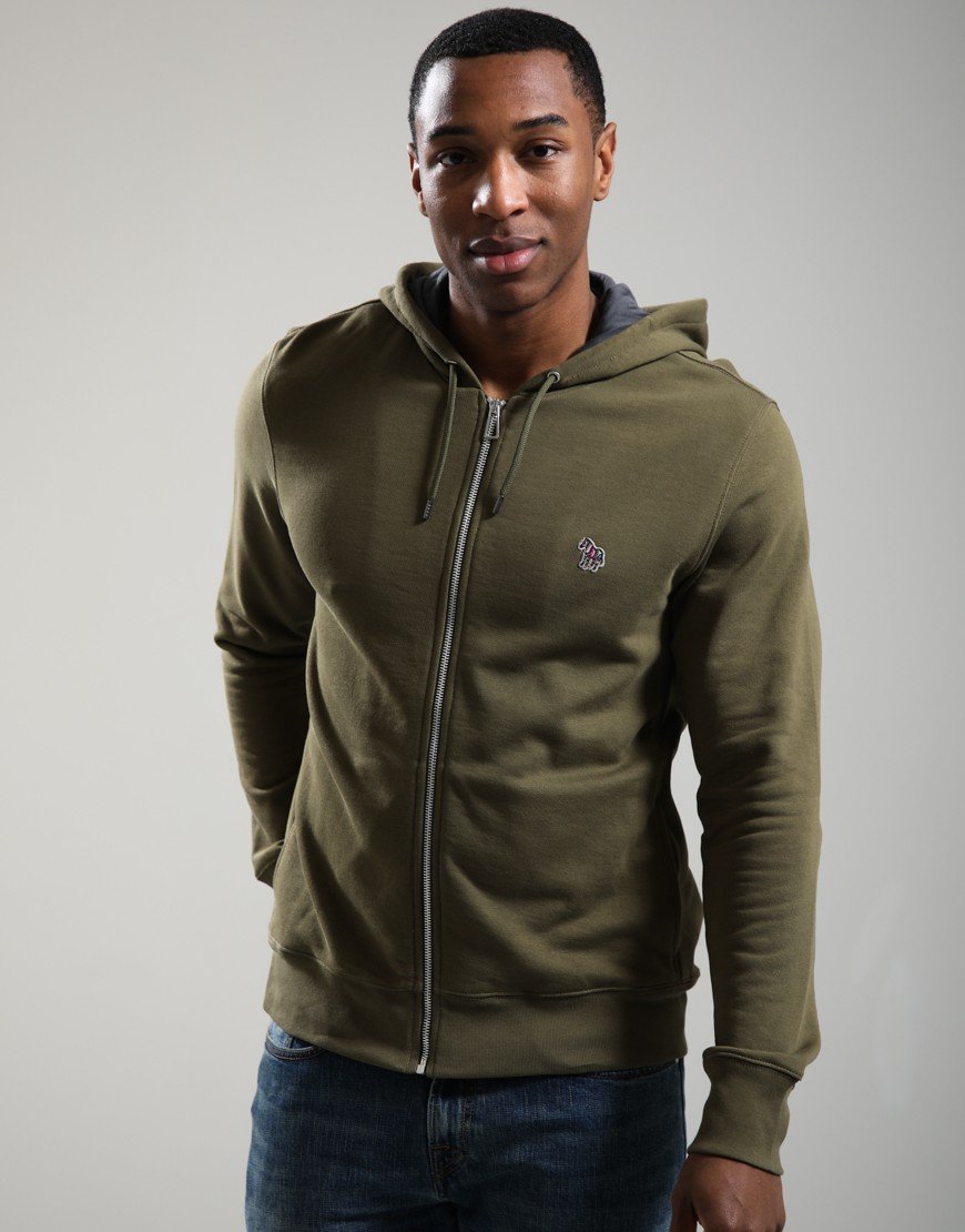 Paul Smith Zip Front Zebra Hoodie 36E Green