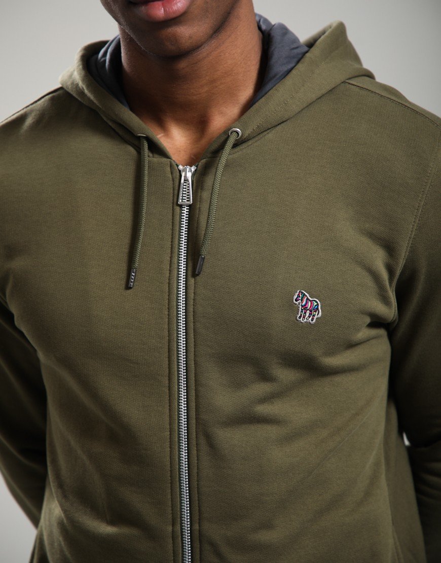 Paul Smith Zip Front Zebra Hoodie 36E Green