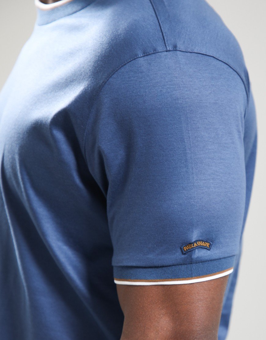 Paul & Shark Interlock Cotton T-Shirt Blue Paul & Shark Interlock Cotton T-Shirt Blue