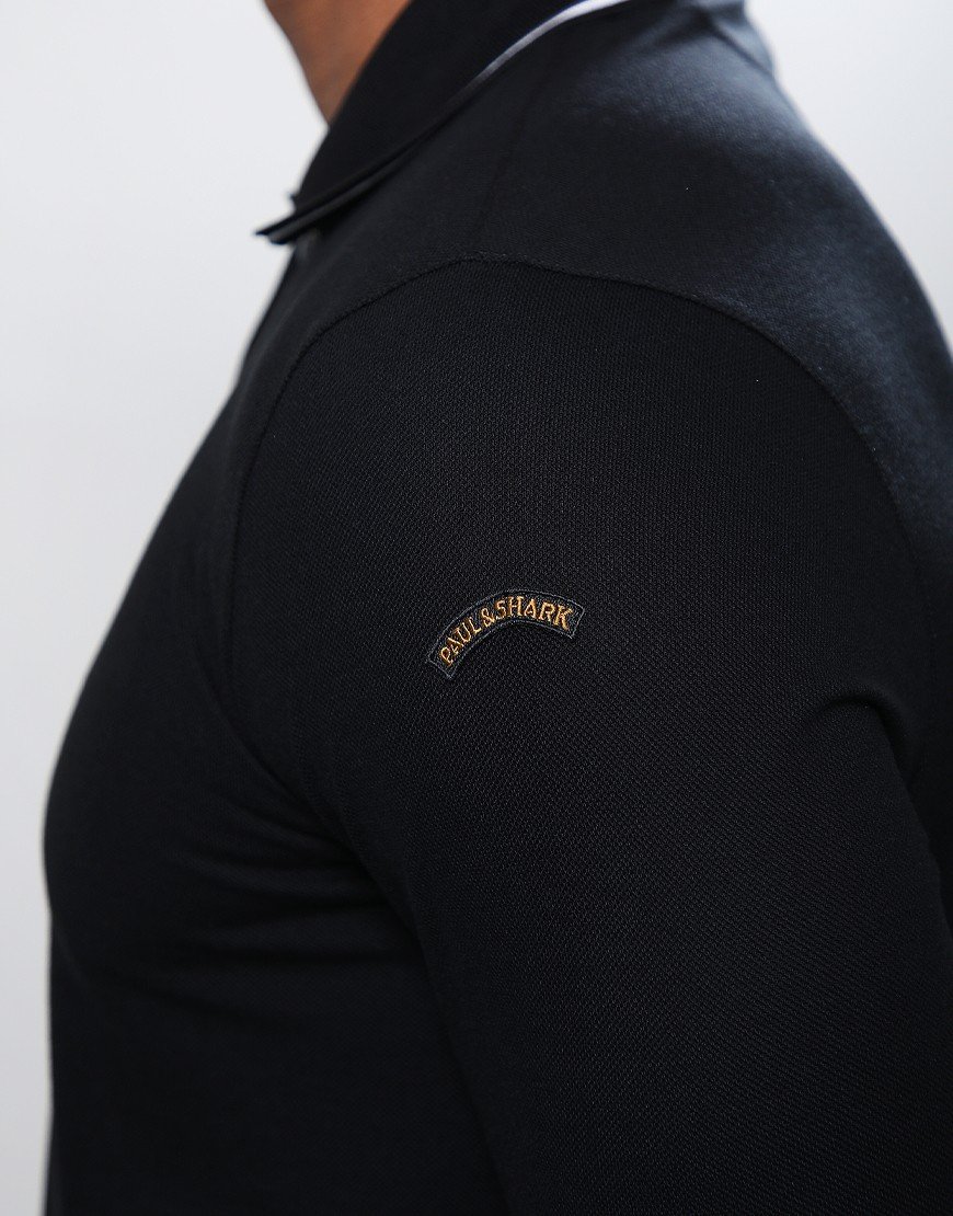 Paul & Shark Long Sleeve Soft Pique Polo Shirt Black