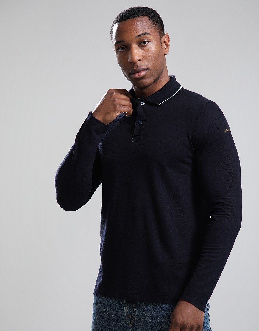 Paul & Shark Long Sleeve Soft Pique Polo Shirt Navy