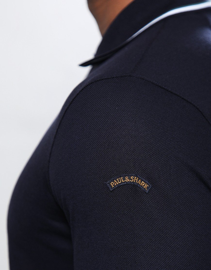 Paul & Shark Long Sleeve Soft Pique Polo Shirt Navy