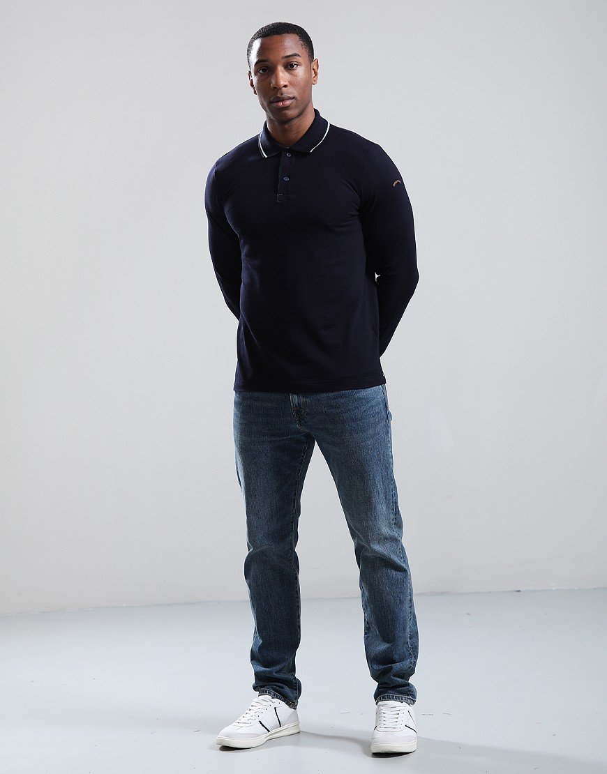 Paul & Shark Long Sleeve Soft Pique Polo Shirt Navy