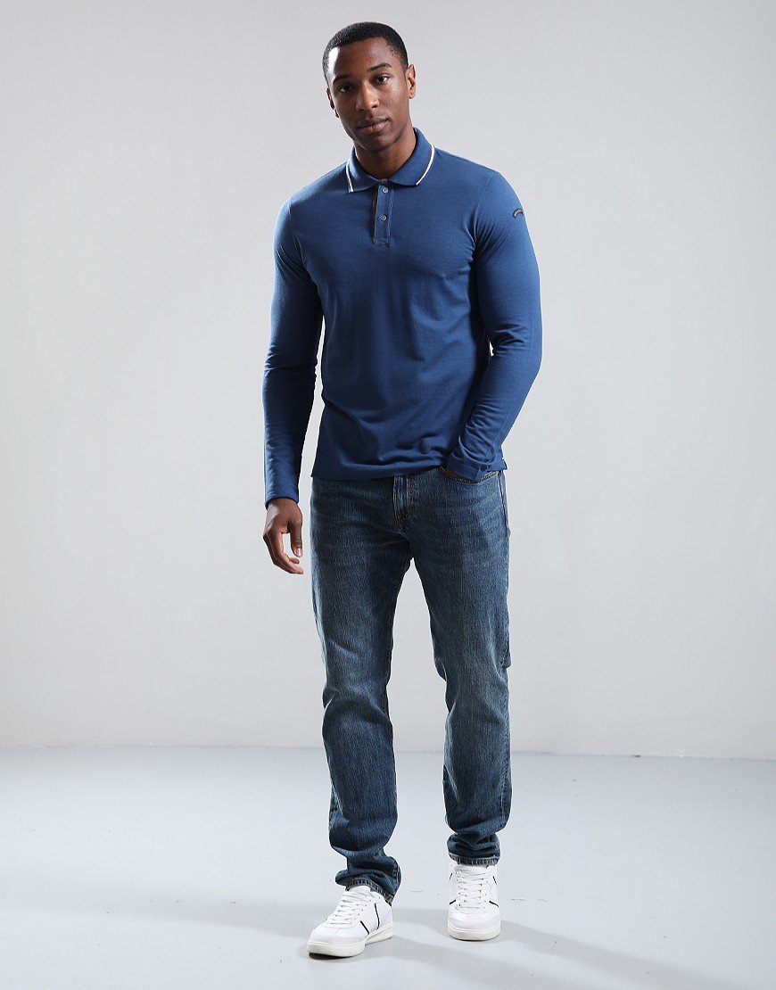 Paul & Shark Long Sleeve Soft Pique Polo Shirt Blue