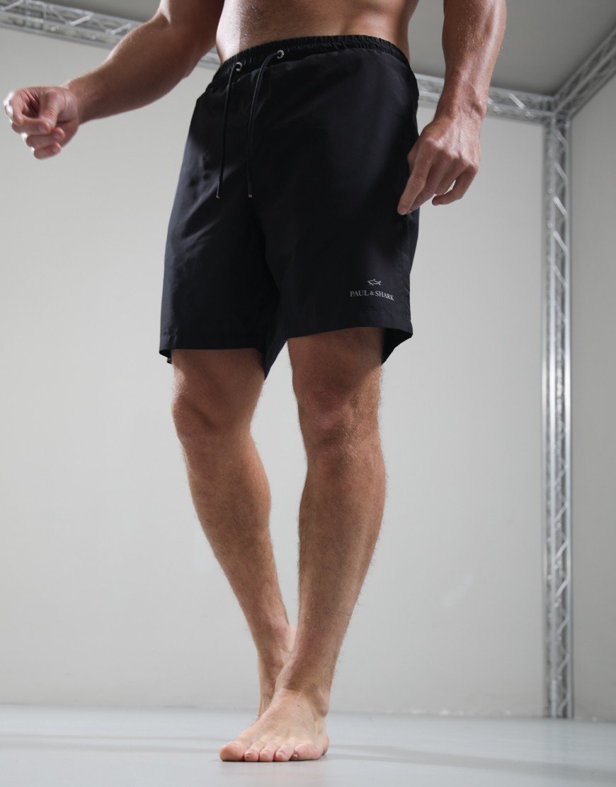Paul & Shark Reflective Small Logo Swim Shorts Black