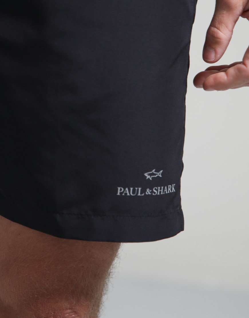 Paul & Shark Reflective Small Logo Swim Shorts Black