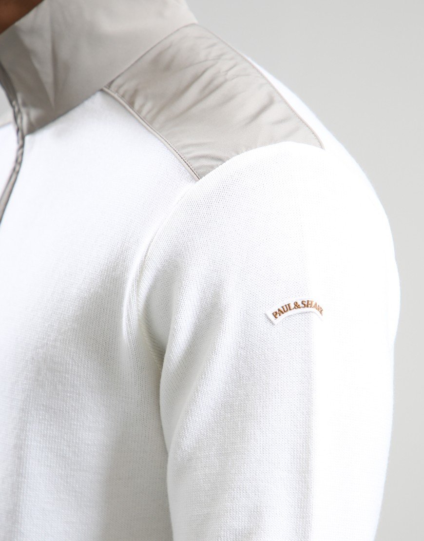 Paul & Shark Tech Wool Half Zip Knit Cream