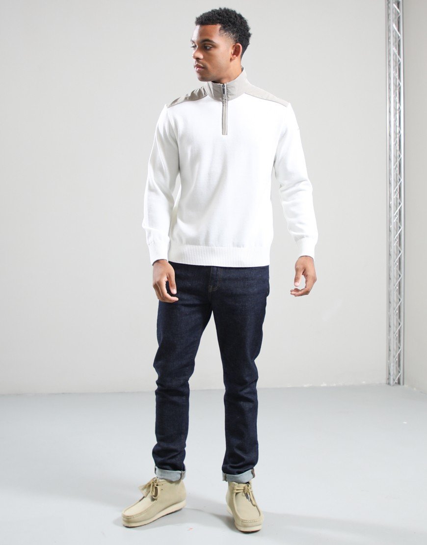Paul & Shark Tech Wool Half Zip Knit Cream