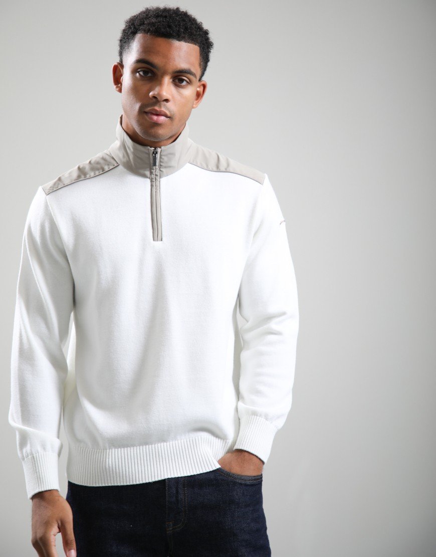 Paul & Shark Tech Wool Half Zip Knit Cream