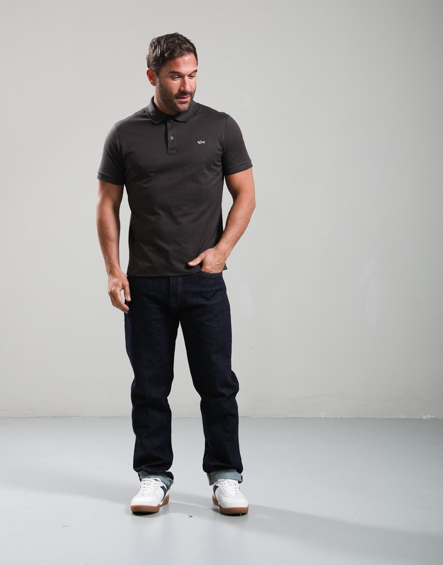 Paul & Shark Double Cotton Piquè Polo Shirt Charcoal
