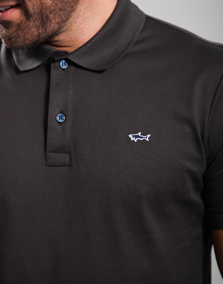 Paul & Shark Double Cotton Piquè Polo Shirt Charcoal