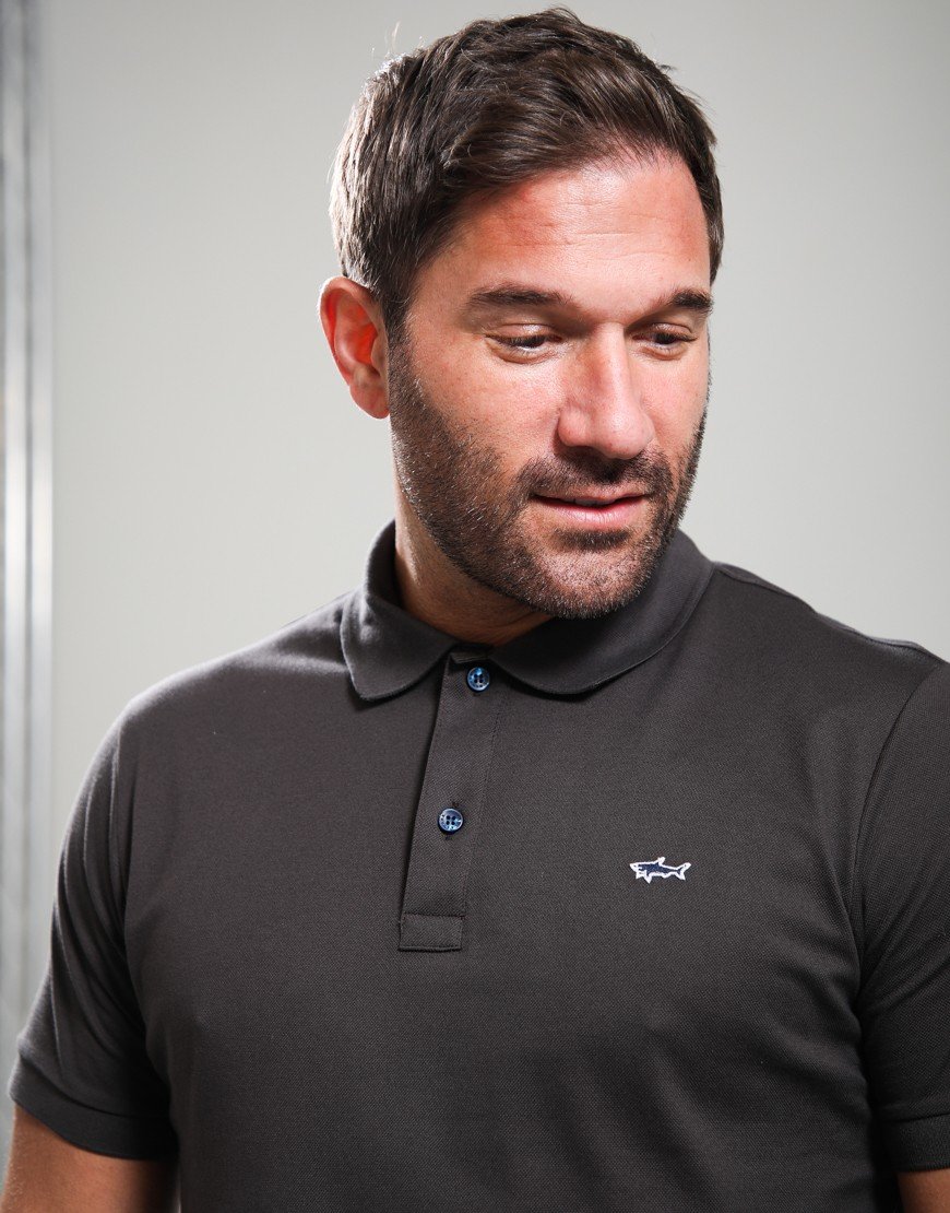 Paul & Shark Double Cotton Piquè Polo Shirt Charcoal