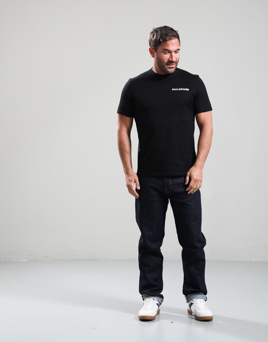 Paul & Shark Heavy Jersey Cotton Front and Back Print T-Shirt Black