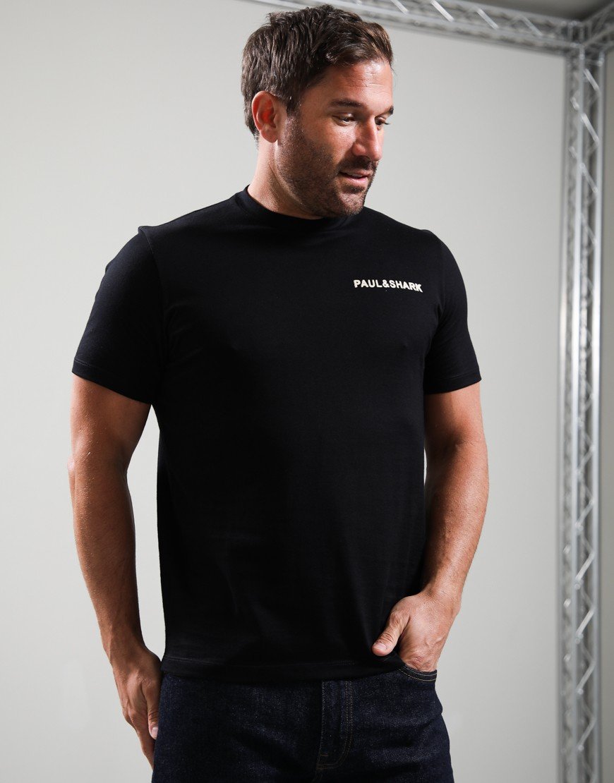 Paul & Shark Heavy Jersey Cotton Front and Back Print T-Shirt Black