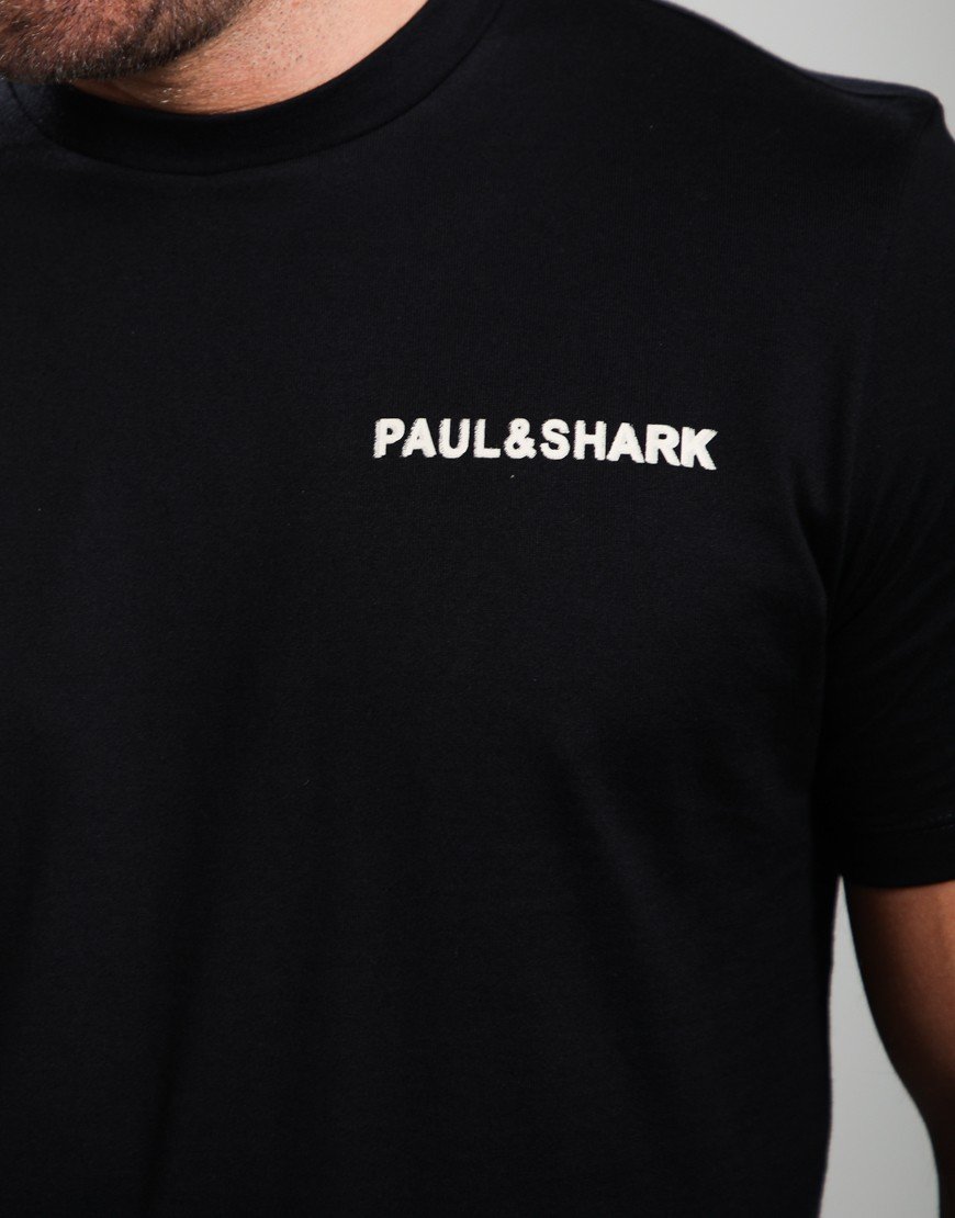 Paul & Shark Heavy Jersey Cotton Front and Back Print T-Shirt Black