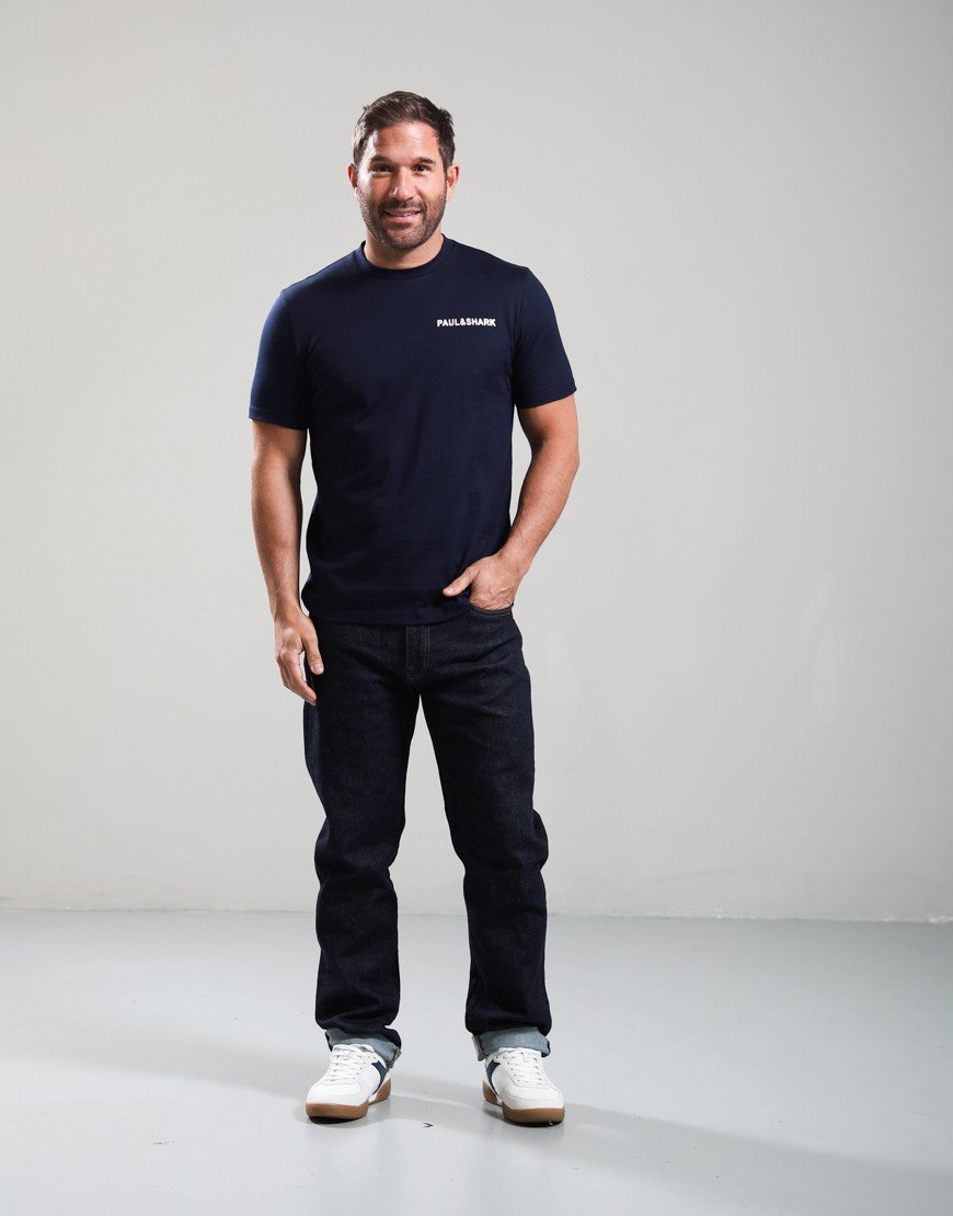 Paul & Shark Heavy Jersey Cotton Front and Back Print T-Shirt Navy