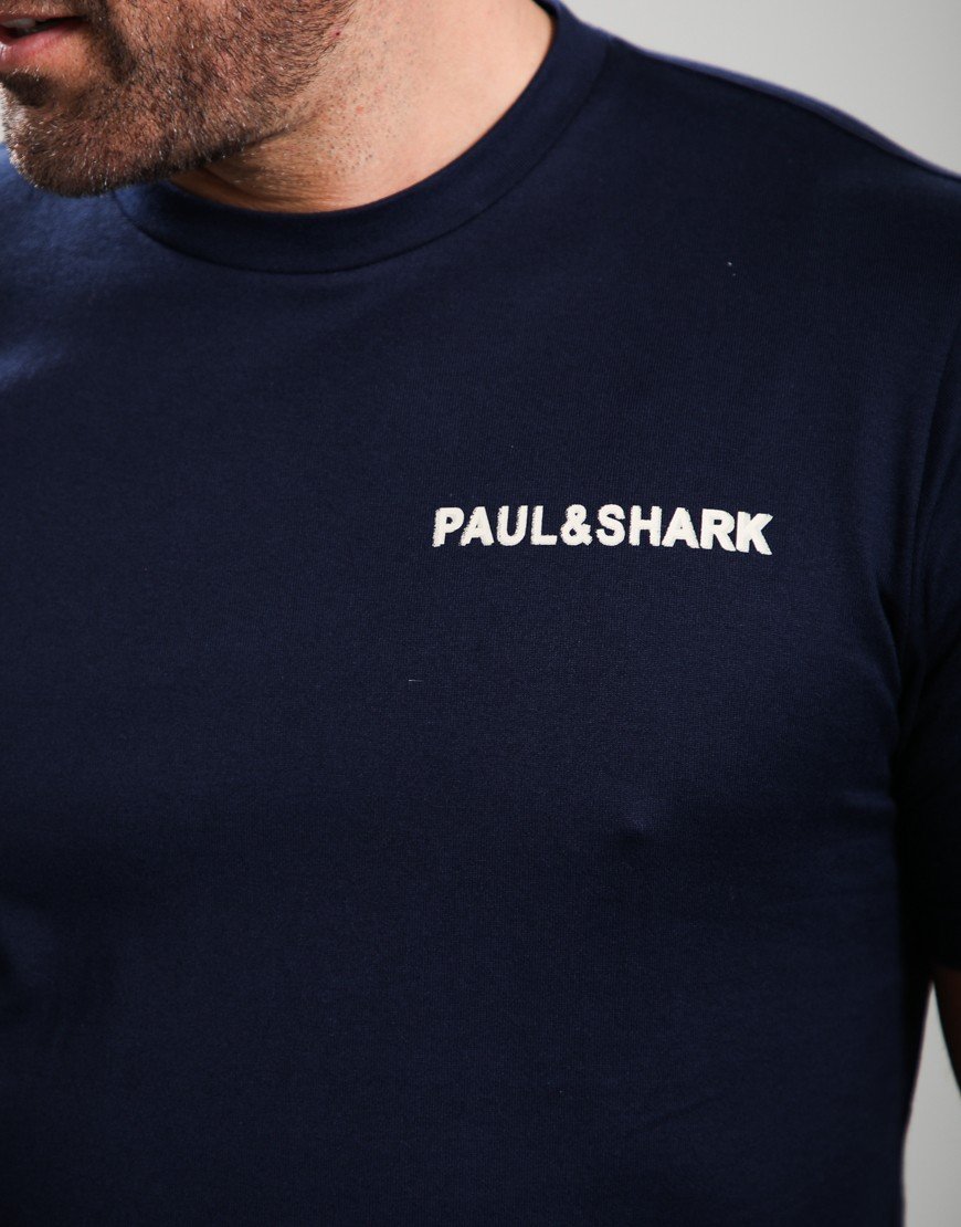 Paul & Shark Heavy Jersey Cotton Front and Back Print T-Shirt Navy