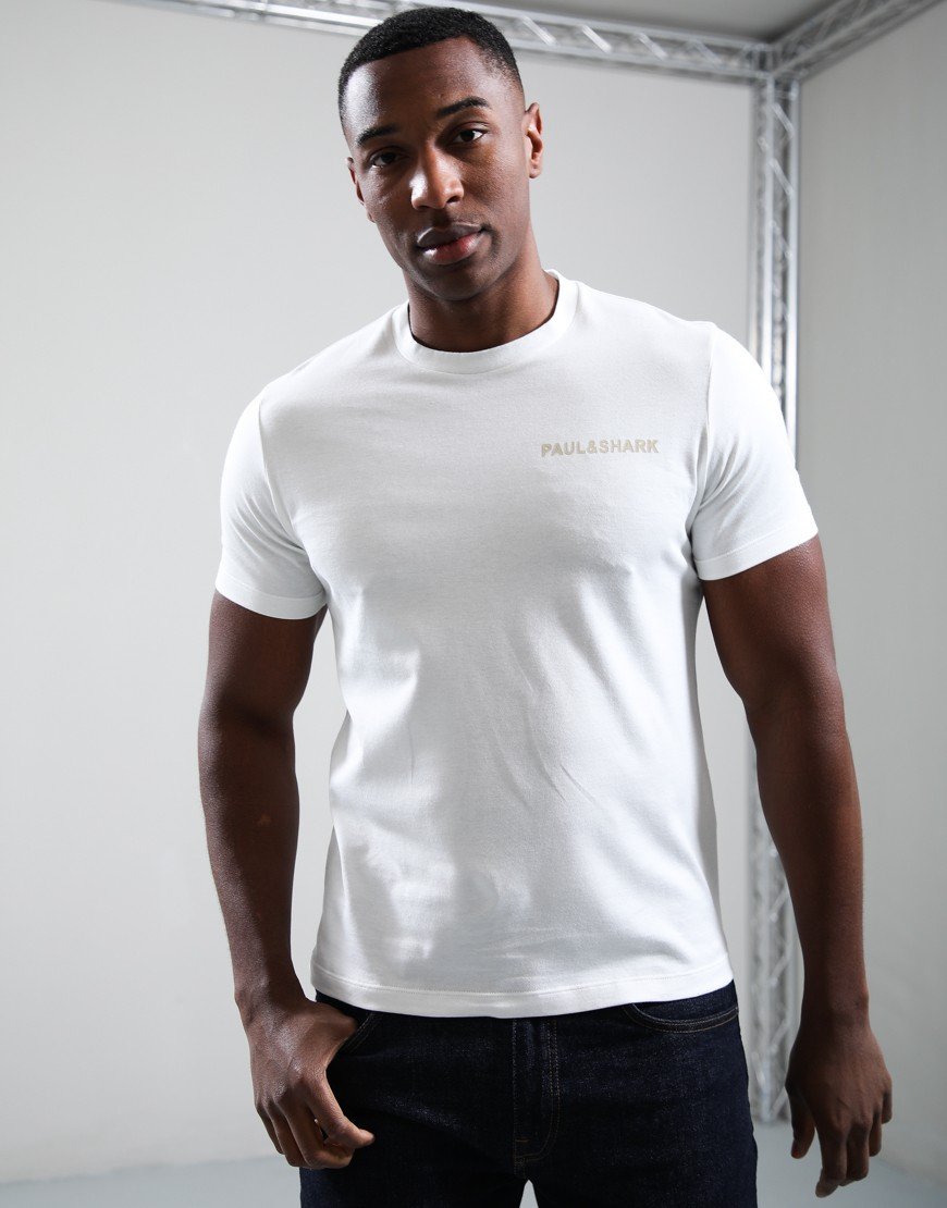 Paul & Shark Heavy Jersey Cotton Front and Back Print T-Shirt White