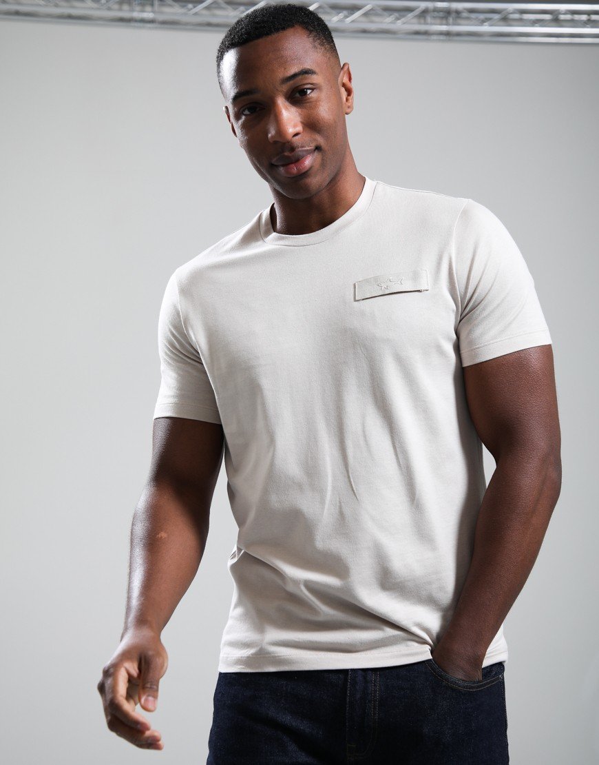Paul & Shark Heavy Jersey Cotton Tab T-Shirt Beige