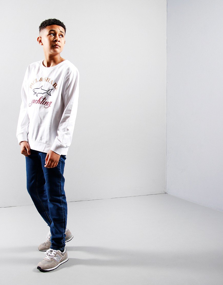 Paul & Shark Cadets Large Logo Crew Sweat White