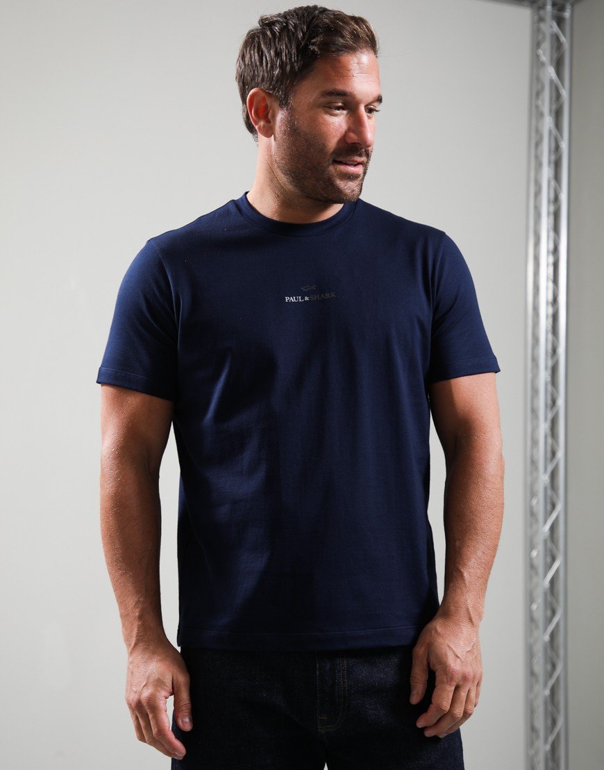 Paul & Shark Lightweight Cotton Jersey Centre Logo T-Shirt Navy