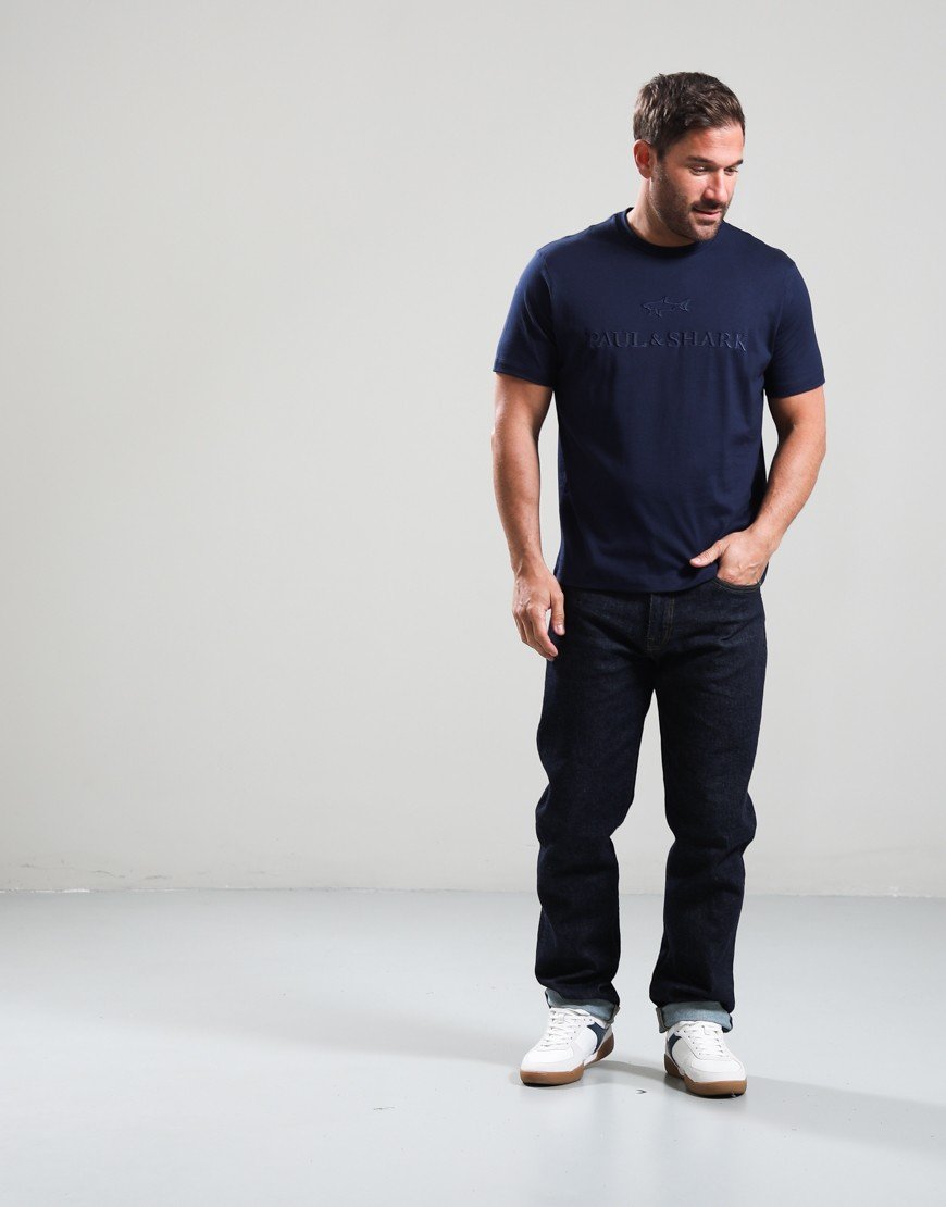Paul & Shark Lightweight Cotton Jersey Large Logo T-Shirt Navy