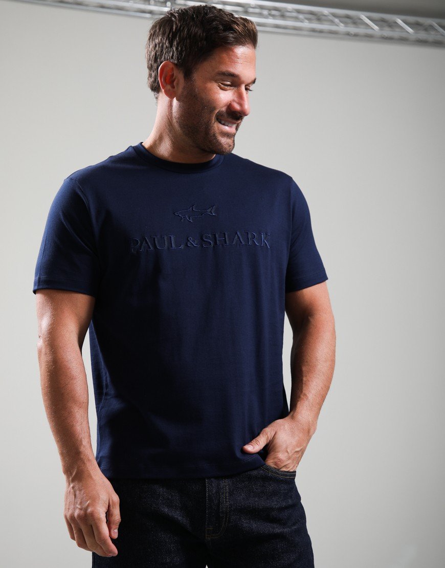 Paul & Shark Lightweight Cotton Jersey Large Logo T-Shirt Navy
