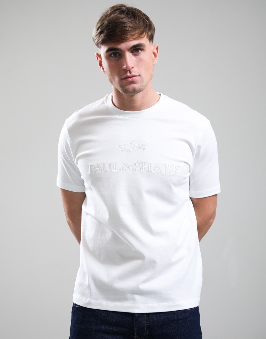 Paul & Shark Lightweight Cotton Jersey Large Logo T-Shirt White