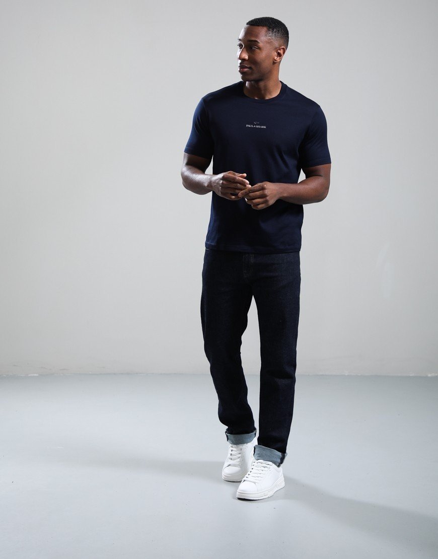 Paul & Shark Lightweight Cotton Jersey Printed Small Centre Logo T-Shirt Navy
