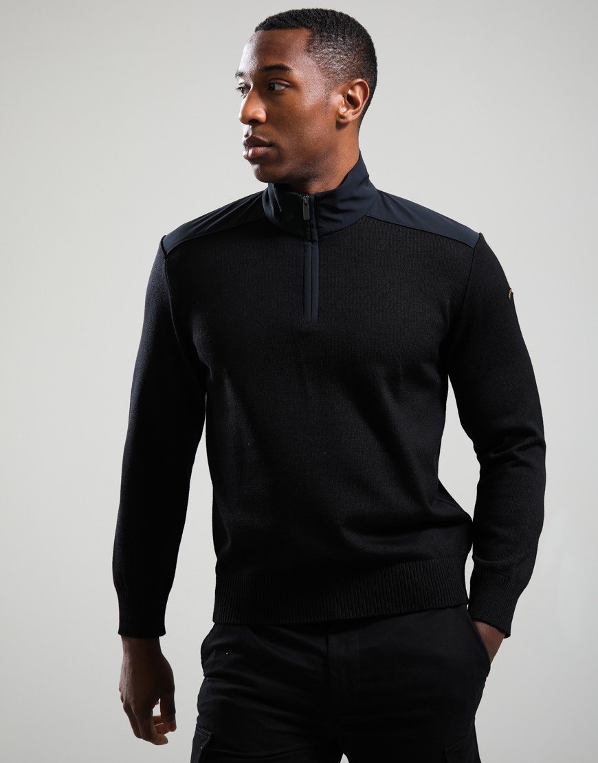 Paul & Shark Soft Cool Touch Half Zip Knit Black