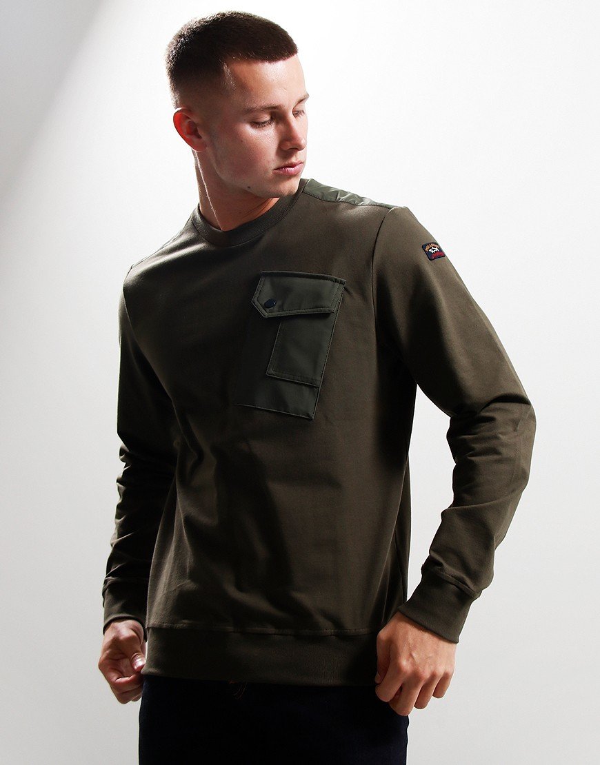 Paul & Shark Typhoon Pocket Crew Sweat Military Green