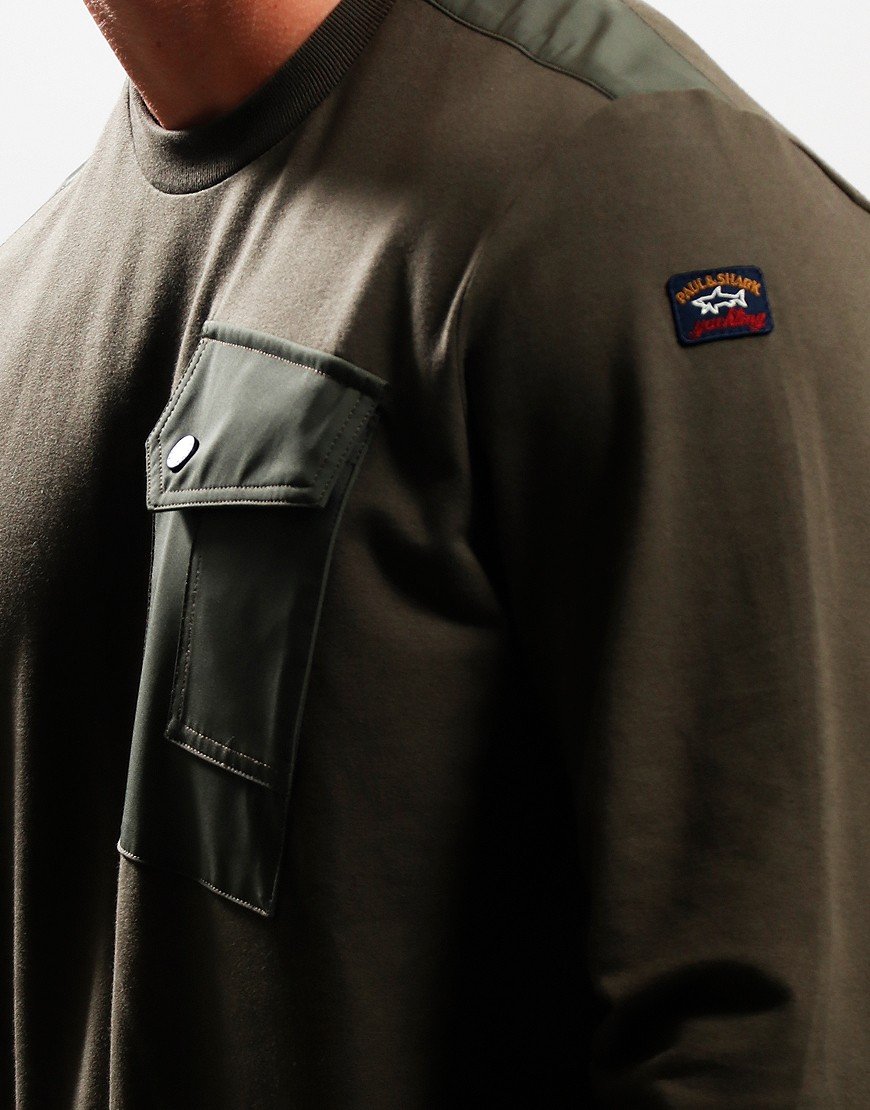 Paul & Shark Typhoon Pocket Crew Sweat Military Green
